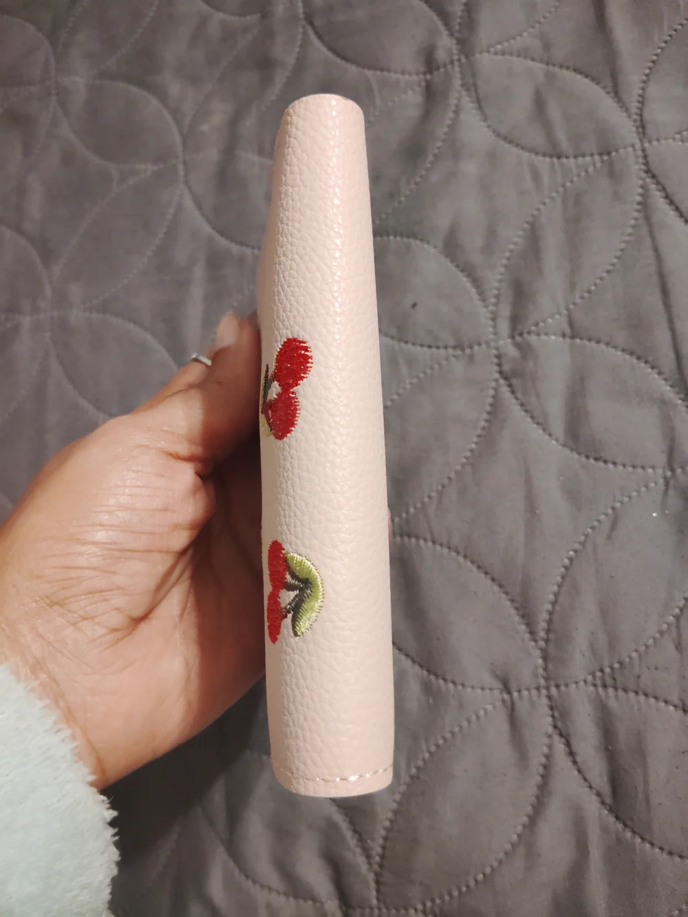 Women’s 🍒 Cherry Embroidered Zip Wallet - Blush Pink!